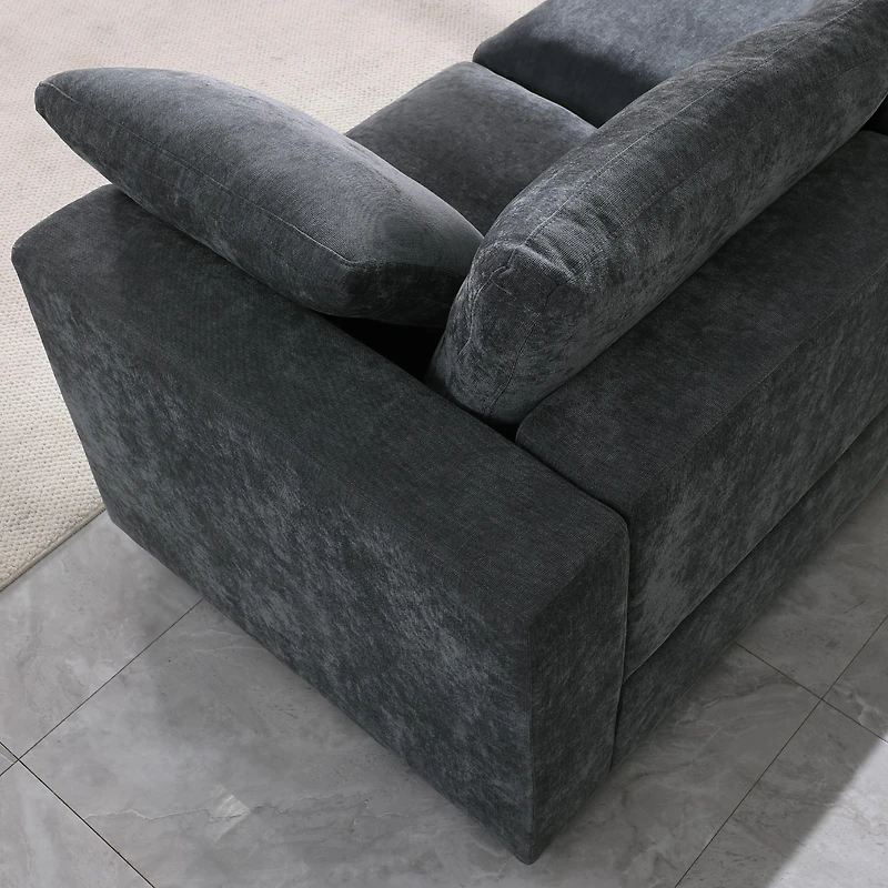 Streamdale Modular Sectional Sofa Set, Left Facing Armchair, Chenille, Grey