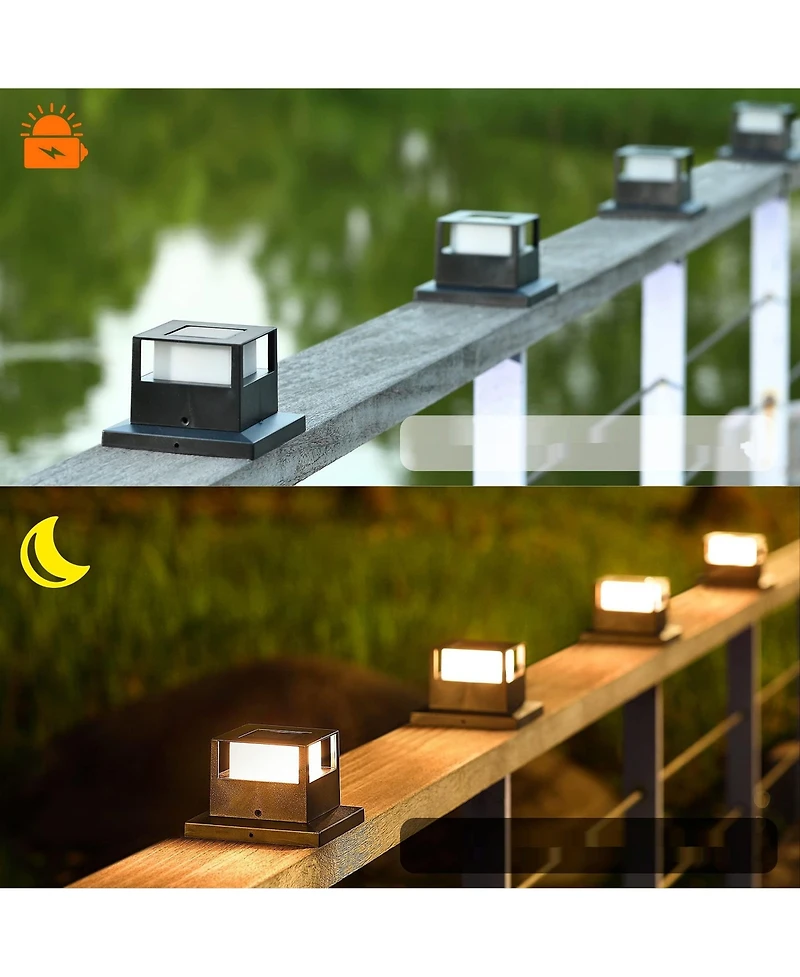 Maggift 4 Pack Solar Post Lights: Outdoor Warm White