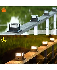 Maggift 4 Pack Solar Post Lights: Outdoor Warm White