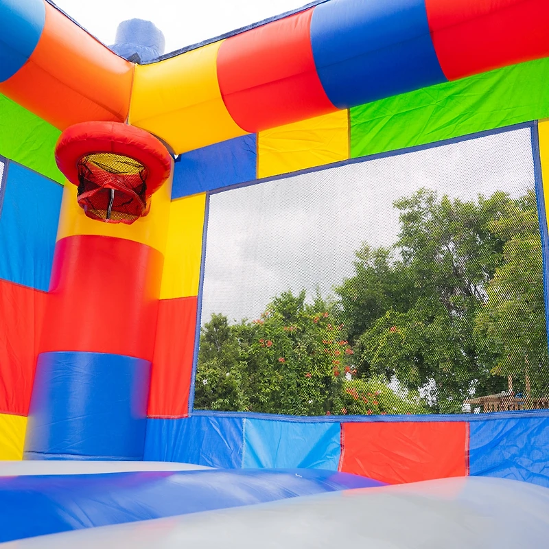 HeroKiddo Block Party Inflatable Water Slide Bounce House Combo with Splash Pool (with Air Blower), Commercial Grade, 100% Pvc Vinyl, for Kids and Adu