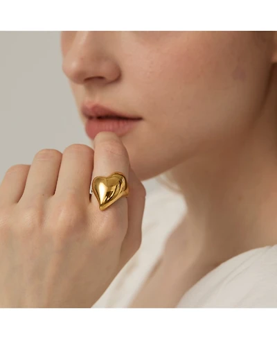 Stainless Steel Ciara Heart Ring Gold