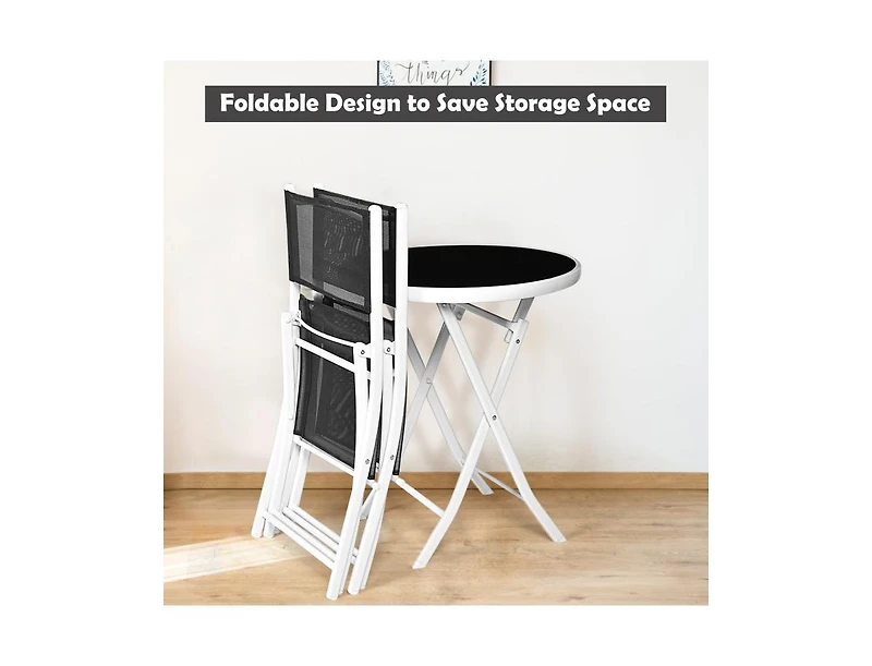 3 Pieces Patio Folding Bistro Set for Balcony or Outdoor Space
