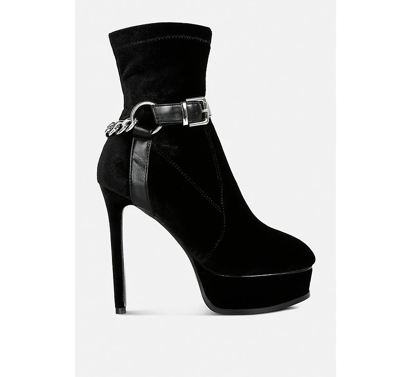 Zeppelin Womens High Platform Velvet Ankle Boots