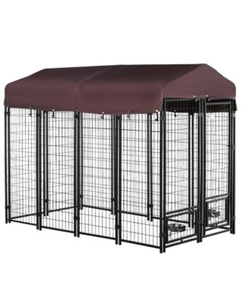 Pawhut Dog Kennel Welded Wire Heavy Duty Dog Run 8 X 4 X 6