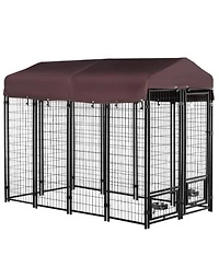 Pawhut Dog Kennel Welded Wire Heavy Duty Dog Run 8 X 4 X 6