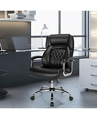 Gymax 500LBS High Back Big & Tall Office Chair Adjustable Leather Task Chair