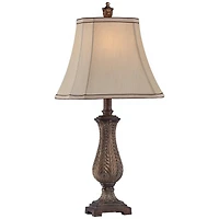 Regency Hill Traditional Table Lamp 25" High Old Oak Antique Petite Vase Beige Rectangular Shade for Living Room Family Bedroom Bedside