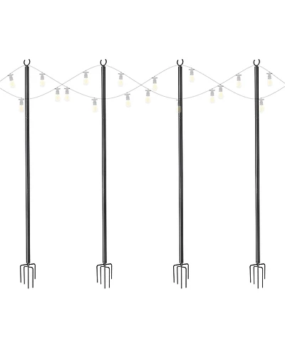 Yescom 10 Ft String Light Pole Outdoor Metal Pole Aluminum Patio Backyard Party 4 Pack