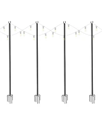 Yescom 10 Ft String Light Pole Outdoor Metal Pole Aluminum Patio Backyard Party 4 Pack