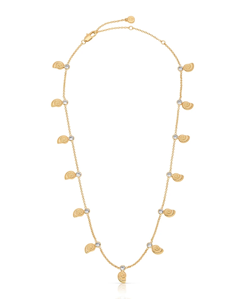 Ettika 18k Gold Plated Swirled Shell Dangle Charm Necklace