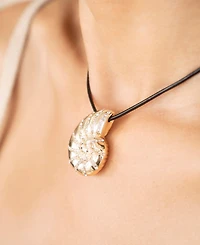 Ettika Swirled Shell Pendant Black Cord Necklace