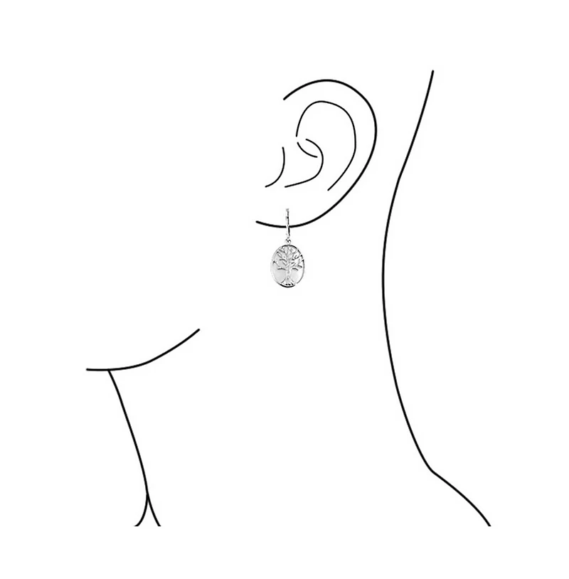 Bling Jewelry Large Oval Natural Stone Shell Lever Back Mother Of Pearl Family Tree Of Life Dangle Earrings .925 Sterling Silver