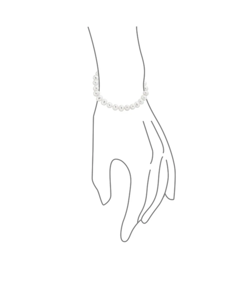 Bling Jewelry Classic Simple 7.5-8 Mm White Freshwater Cultured Pearl Hand Knotted Strand Bracelet Sterling Silver