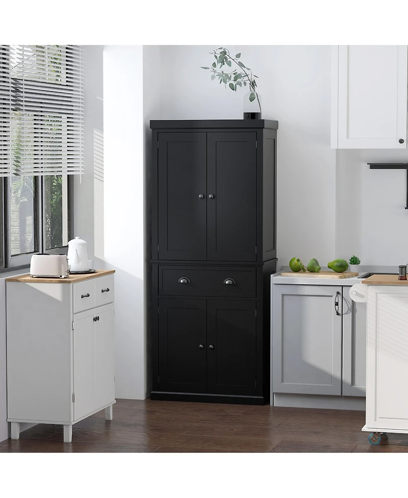 Homcom 72.5" Kitchen Pantry Cabinet with 4 Doors, Drawer,