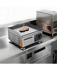 1800W 14" Electric Countertop Griddle Flat Top Commercial Restaurant Bbq Grill
