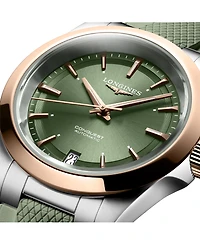 Longines Women's Swiss Automatic Conquest Green Rubber Strap Watch 34mm