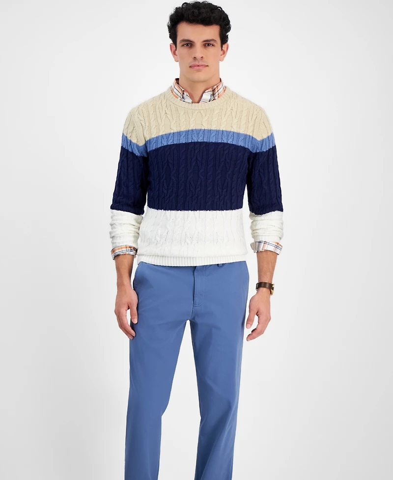 Club Room Men's Colorblocked Cable Sweater, Created for Macy's