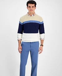 Club Room Men's Colorblocked Cable Sweater, Created for Macy's