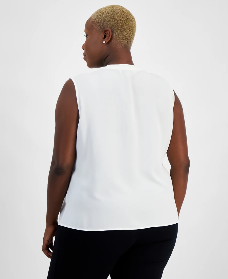 Kasper Plus Bell-Sleeve Abstract-Print Top