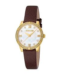 Roberto Cavalli Women's Quartz Brown Leather Watch 30mm