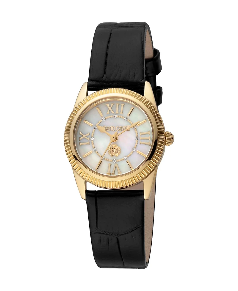 Roberto Cavalli Women's Quartz Black Leather Watch 28mm