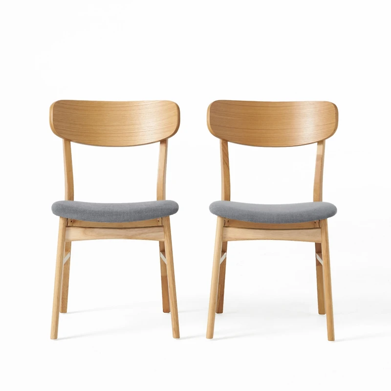 Streamdale Elegant and Comfy Dining Chairs 2 Fabric Rubberwood