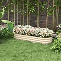 Outsunny Galvanized Raised Garden Bed Planter Box, 4.9' x 2' 1',