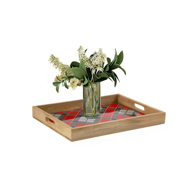 Slickblue Cozy Plaid Tray - Set of 2 for Festive Home Decor