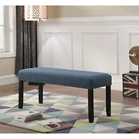 Streamdale Furniture Fabric Dining Bench with Nailhead Trim, Blue