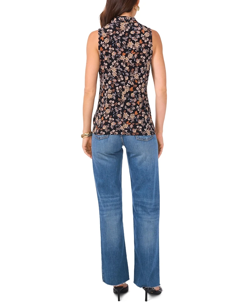 Vince Camuto Women's Floral Crossover Wrap-Front Sleeveless Top