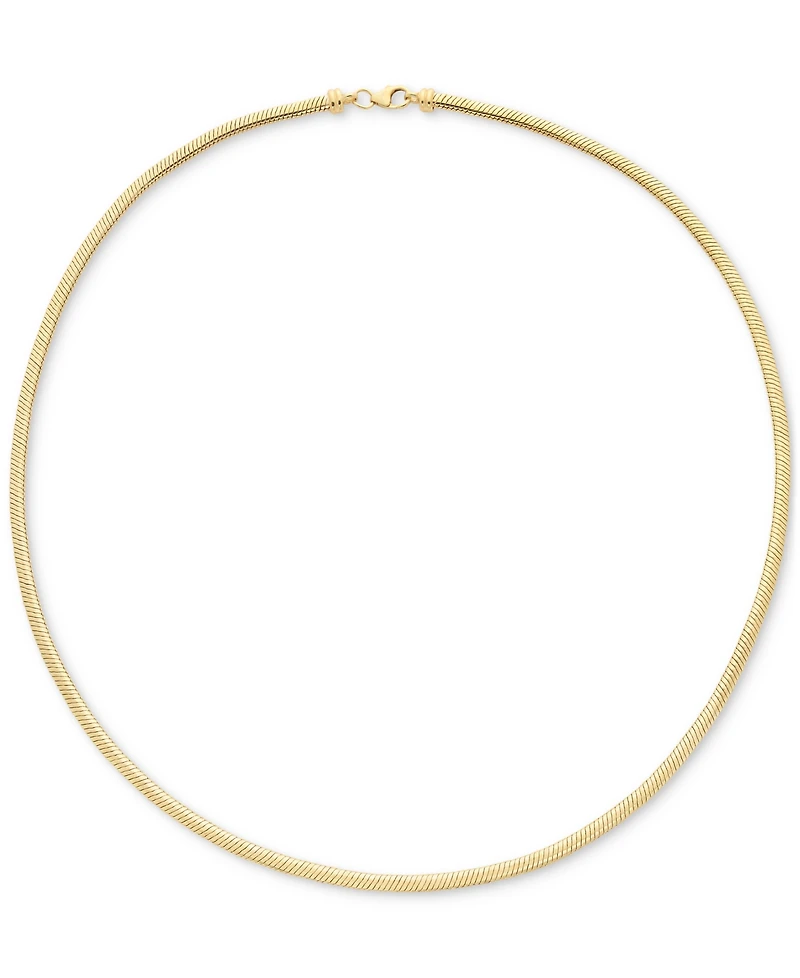 Italian Gold Polished Half Round Snake Link 18" Chain Necklace in 10k Gold