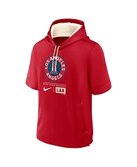Nike Men's Red Los Angeles Angels City Connect Color Block Short Sleeve Pullover Hoodie