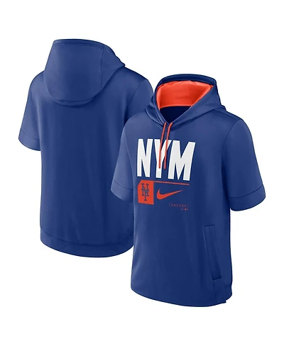 Nike Men's Royal New York Mets Tri Code Lockup Short Sleeve Pullover Hoodie