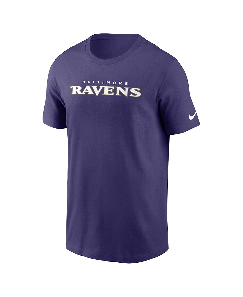 Nike Men's Purple Baltimore Ravens Primetime Wordmark Essential T-Shirt