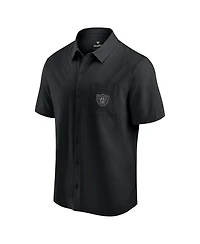 Fanatics Men's Black Las Vegas Raiders Front Office Button-Up T-Shirt