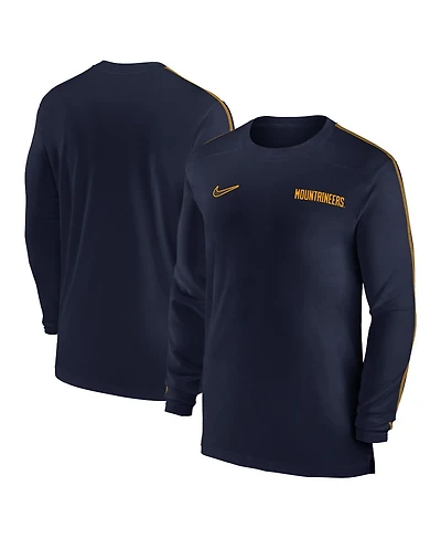 Nike Men's Navy West Virginia Mountaineers 2024 Sideline Coach Uv Performance Long Sleeve T-Shirt