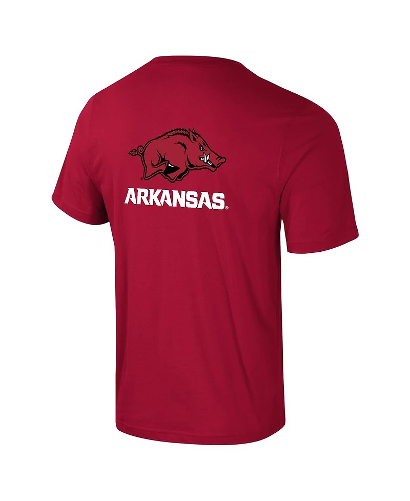 Colosseum Men's Cardinal Arkansas Razorbacks Logo Lockup 2-Hit Active Blend T-Shirt