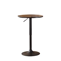 Streamdale Furniture Belham Black Round Top Adjustable Height with Black Leg And Base Metal Bar Table