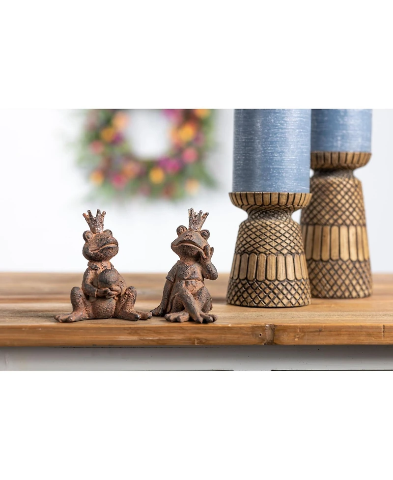 Slickblue Elegant Sitting Frog Figurines - Set of 6 Garden Decorations