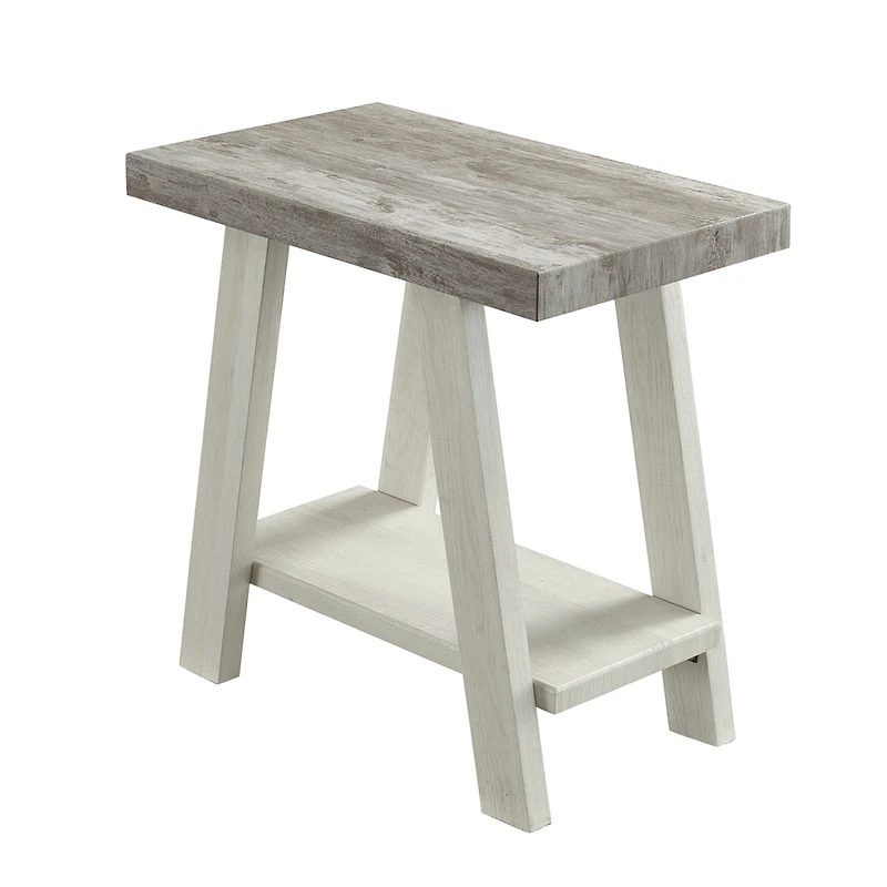 Streamdale Furniture Two-Tone Wood Shelf Side Table in Weathered Gray and Beige