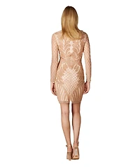 Lara Women's Long Sleeve Beaded Cocktail Dress