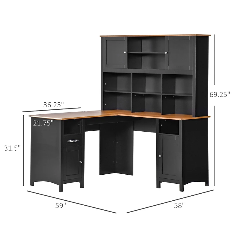 Homcom Minimalist L-Shaped Desk w/ Large Tabletop and Ample Storage Spaces