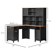 Homcom Minimalist L-Shaped Desk w/ Large Tabletop and Ample Storage Spaces