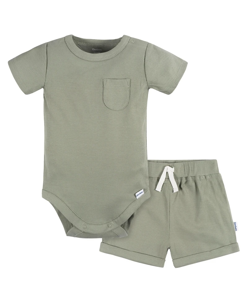 Gerber Baby Boys Bodysuit and Shorts Set, 2 Piece