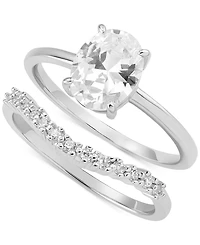Giani Bernini Cubic Zirconia Oval Bridal Set in Sterling Silver, Created for Macy's