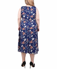 Ny Collection Plus Size Sleeveless Chiffon Belted Dress