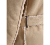 Dkny Women's Belted Notched-Collar Faux-Shearling Coat, Created for Macy's