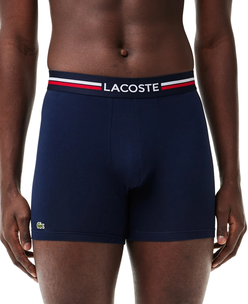 Lacoste Men's 3-Pack Regular-Fit Stretch French Flag Boxer Briefs
