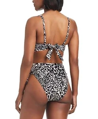 Bar Iii Womens Printed Lace Up Sweetheart Bikini Top Printed High Waisted Lace Up Bottoms Created For Macys