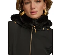 Donna Karan New York Women's Faux-Fur-Collar Short Puffer Coat